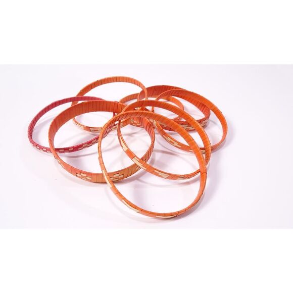 Anthropologie Women's Aztec Paper Woven Stacked Bangle bracelet Set NWOT 58 - Picture 5 of 7